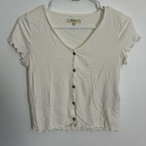 Cropped white lettuce edge top from Madewell size s